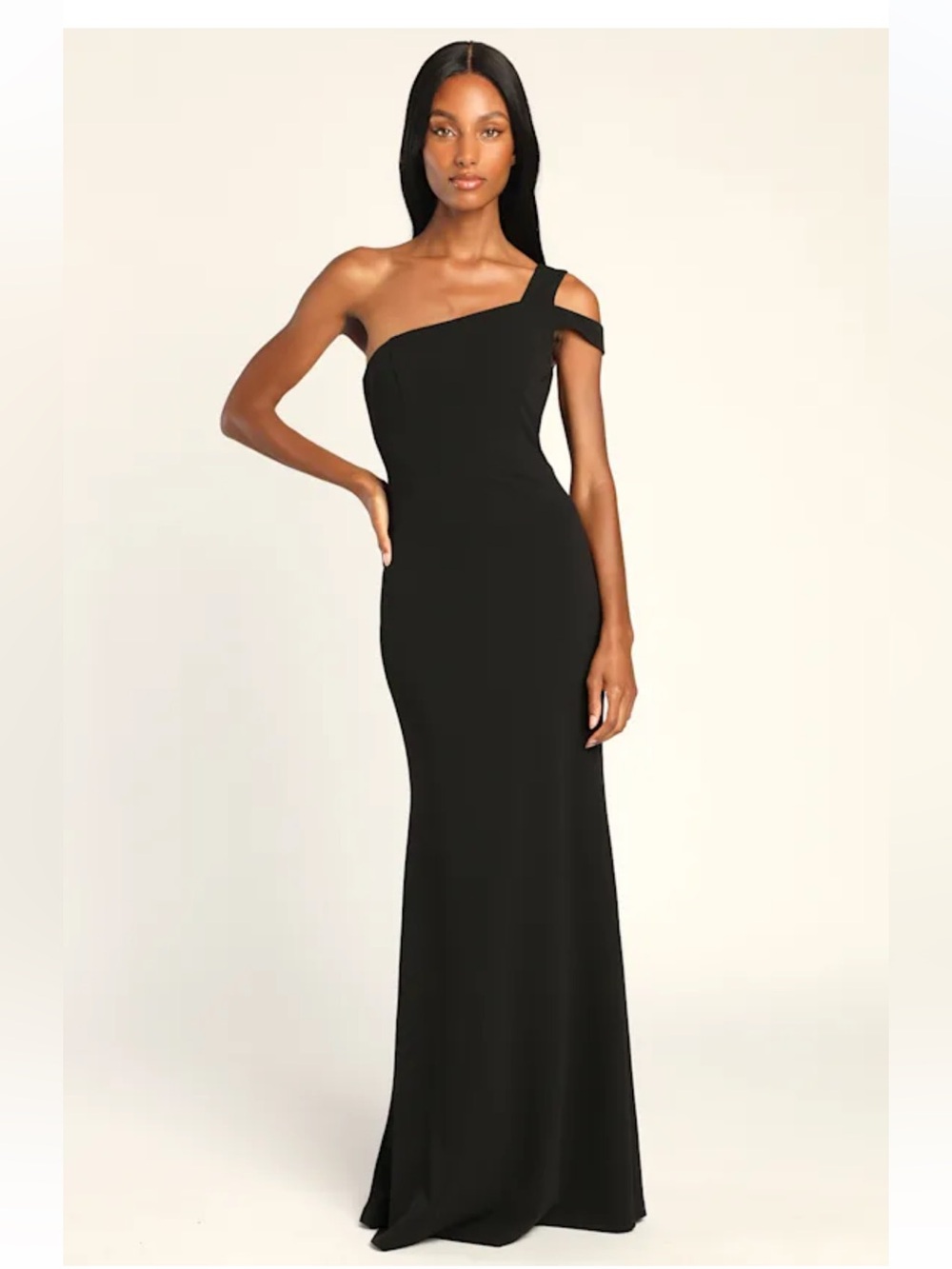 Lulu's Black One-Shoulder Evening Gown